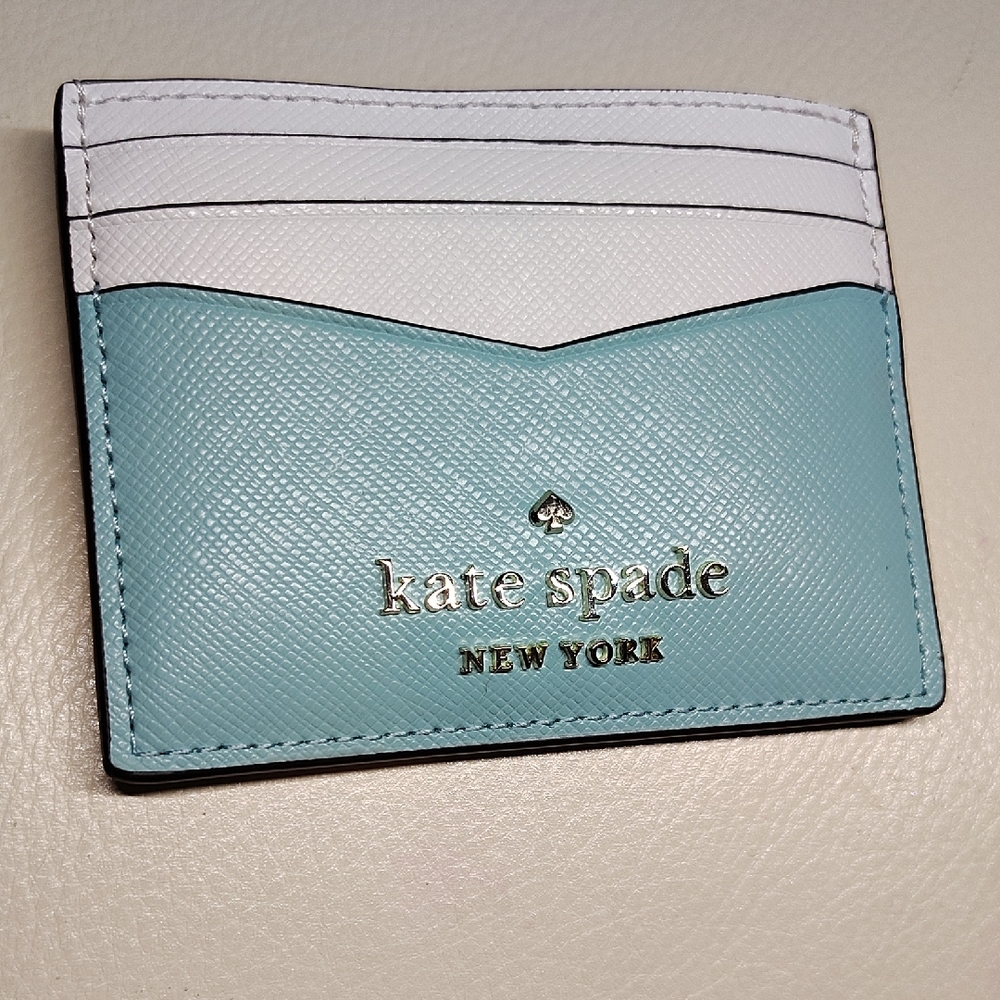 Kate Spade Aqua and White Card Holder
